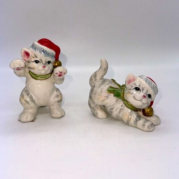 FITZ AND FLOYD Kitty Kringle Ceramic Christmas Cats Figurines - Picture 1 of 8